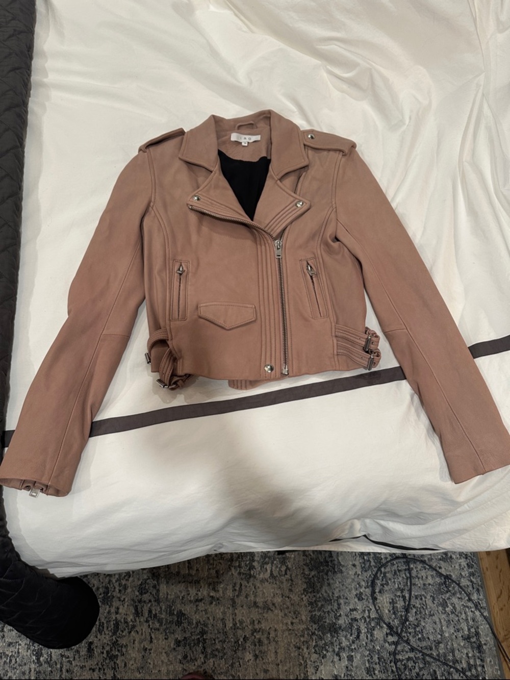IRO Dusty Rose Leather Moto Jacket